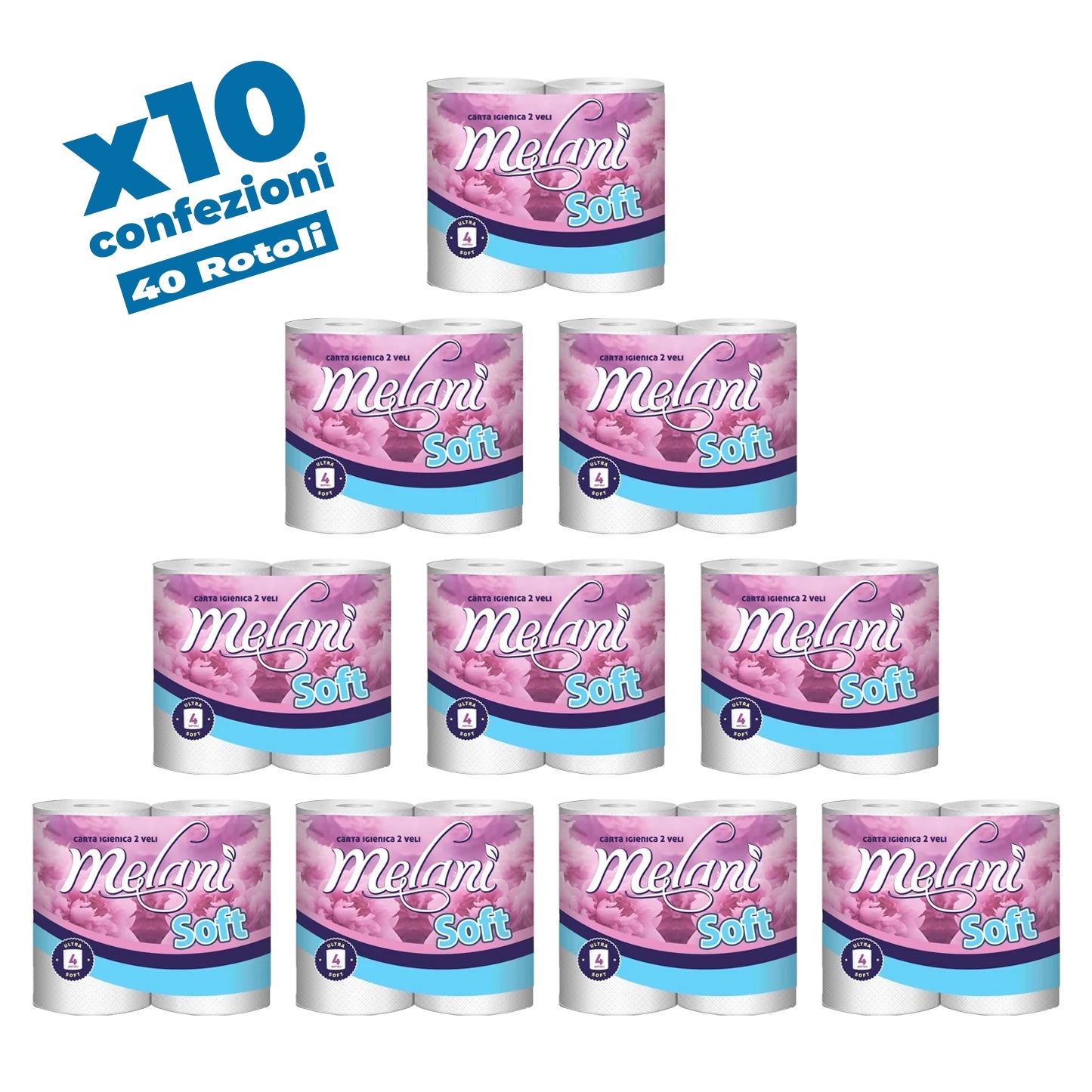 Balletta di Carta Igienica - Melani' - Ultra Soft - x10 Confezioni da 4 rotoli
