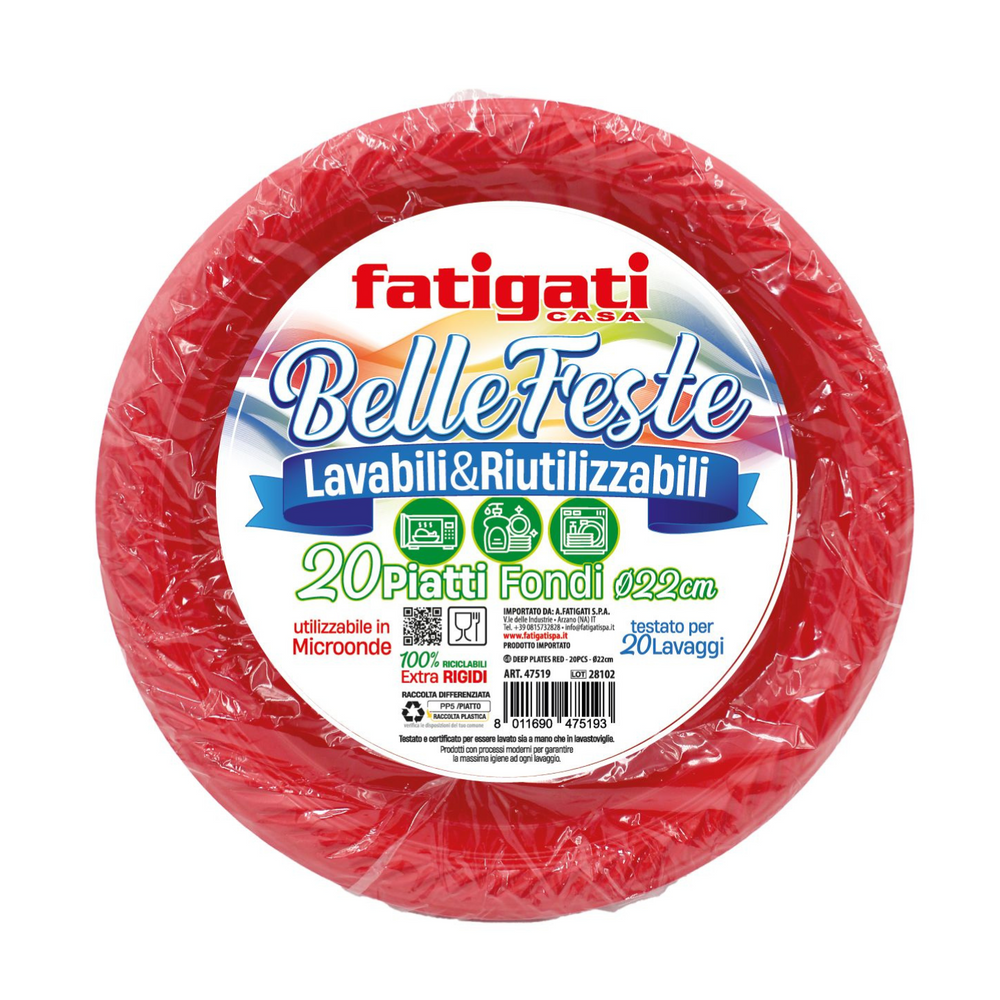 
                      
                        Piatti Plastica Riutilizzabili Rossi - Fatigati - 20pz - Piani/Fondi
                      
                    