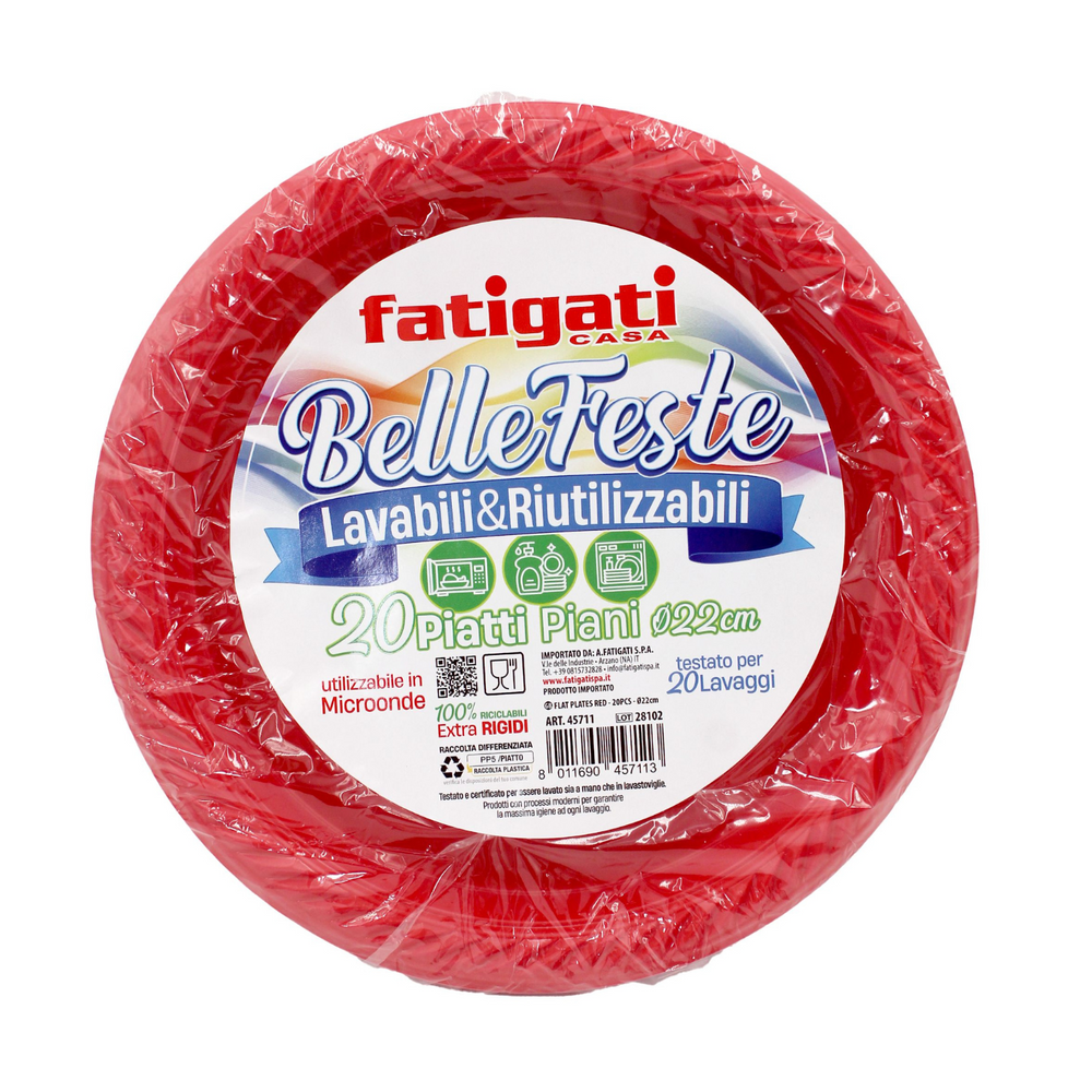 
                      
                        Piatti Plastica Riutilizzabili Rossi - Fatigati - 20pz - Piani/Fondi
                      
                    