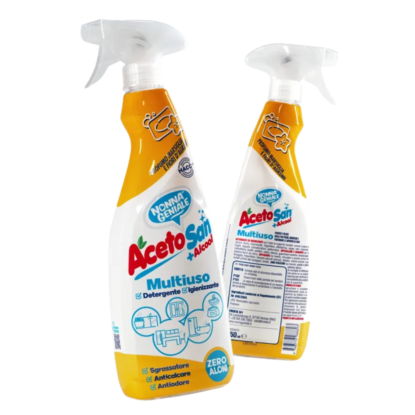Detergente Multiuso Spray - Nonna Geniale - AcetoSan + Alcool - Varie Fragranze - 750ml