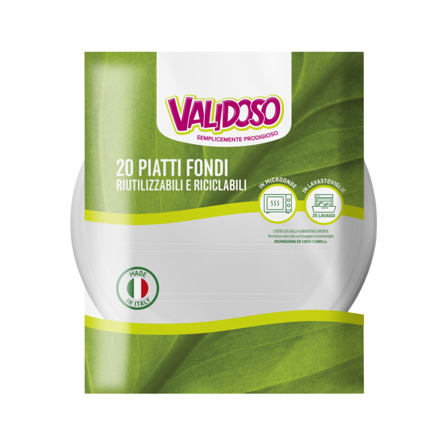 Piatti Riutilizzabili - Validoso - 20PZ - Piani/Fondi