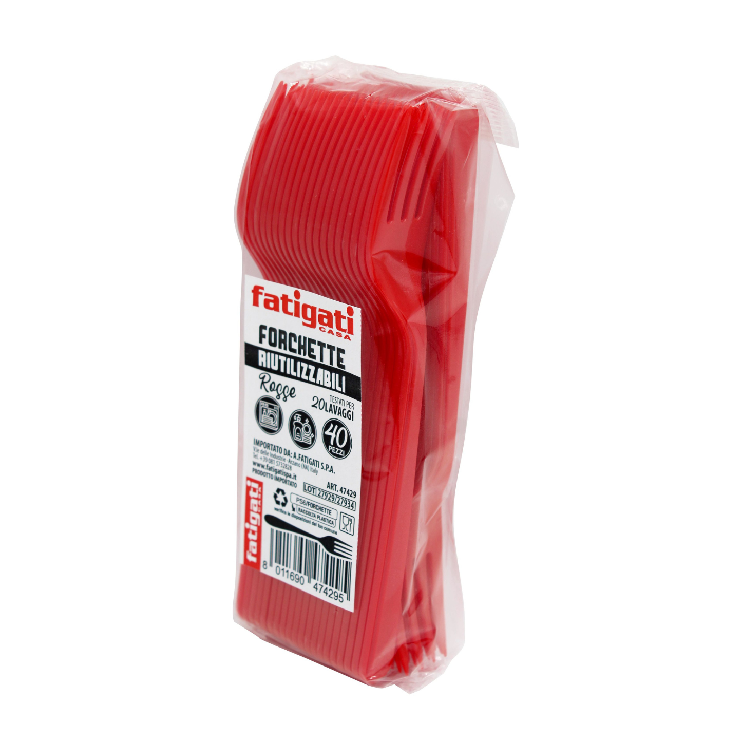 Forchette Plastica Rosse Riutilizzabili - Fatigati - 40pz