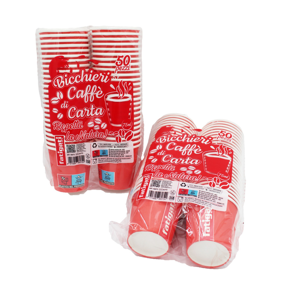 Bicchieri Caffè Rossi di Carta - Fatigati - 50pz