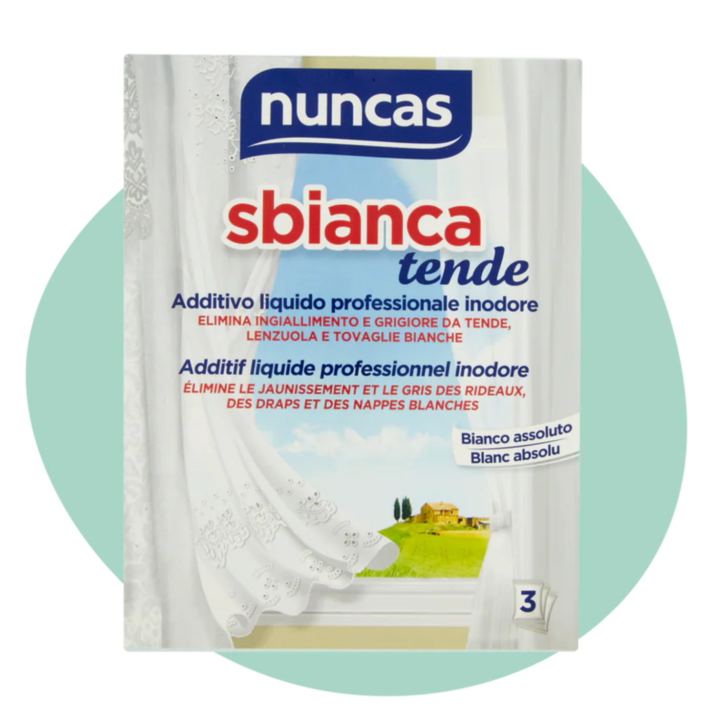Additivo Liquido Professionale Inodore - Nuncas - Sbianca Tende - 3x80ml