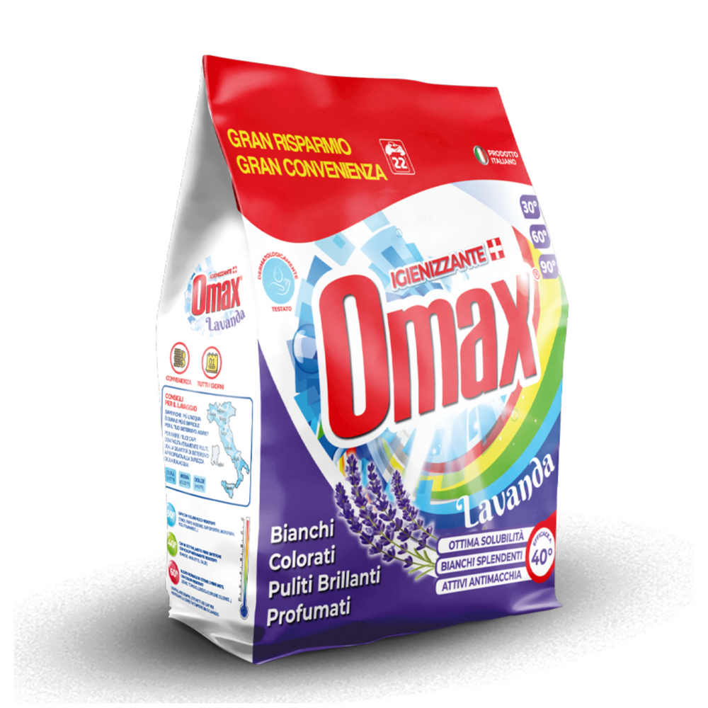 
                      
                        Detersivo in Polvere Igienizzante - Omax - 22mis. - Varie Profumazioni
                      
                    