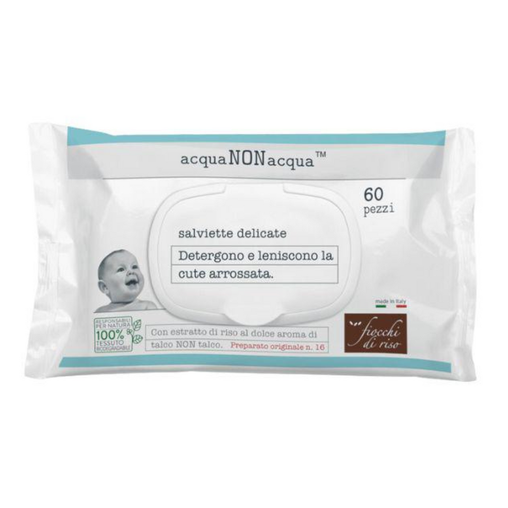 Salviettine Detergenti - Fiocchi di Riso - Acqua non Acqua - 60pz