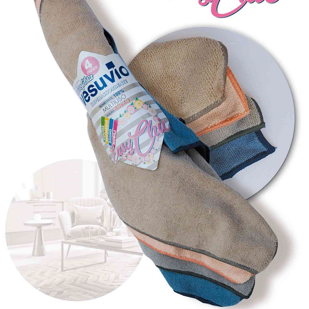 Panni Microfibra Multiuso - Vesuvio Easy Chic - Liscio - 40x40 - 4pz